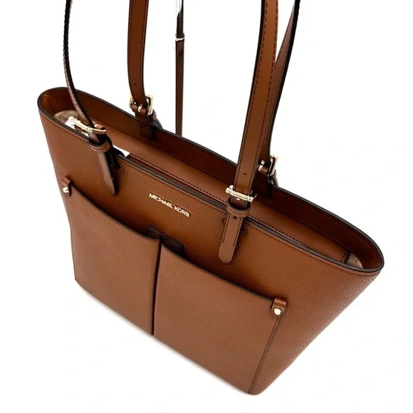 Michael Kors Jet Set Medium Pocket Tote Bag Luggage Brown
